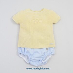 Pangasa Conjunto Blue Flowers Amarillo 3 meses