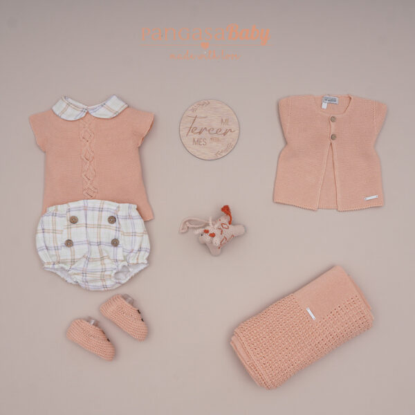 Bebé Pangasa Conjunto Cuadros Melocotón Lila&Peach - Imagen 3