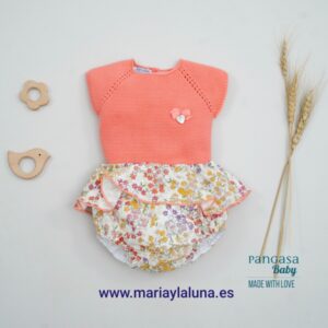 Conjunto Flores Coral Pangasa 6 meses