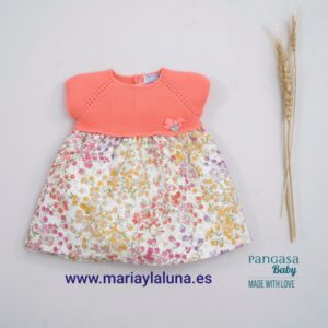 Vestido Pangasa  Flores Coral 3 meses