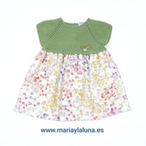 Vestido Pangasa  Flores Verde Olive 6 y 12 meses