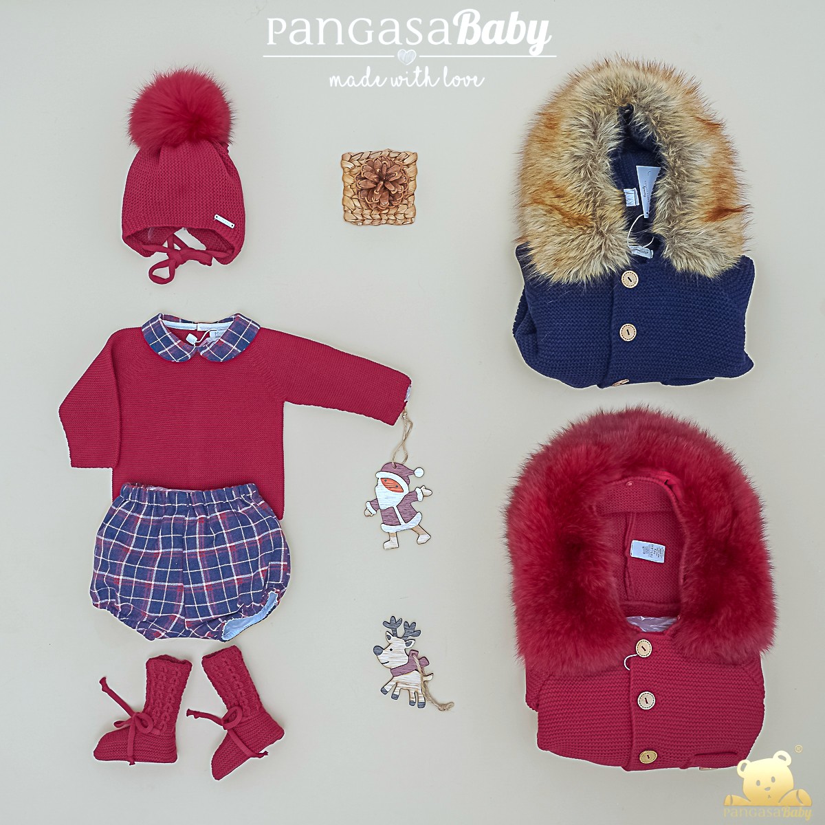 Conjunto Ranita Pangasa Cereza Christmas Granate - Imagen 2